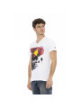 T-Shirts Elegant White V-Neck Tee with Front Print 120,00 € 2000051709394 | Planet-Deluxe