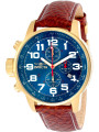 Blaue Invicta-Uhr mit braunem Lederarmband