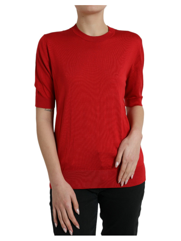 Tops & T-Shirts Silk Red Crew Neck Top 1.660,00 € 8057142058248 | Planet-Deluxe