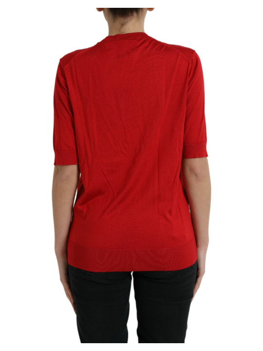 Tops & T-Shirts Silk Red Crew Neck Top 1.660,00 € 8057142058248 | Planet-Deluxe