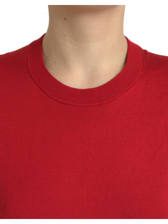 Tops & T-Shirts Silk Red Crew Neck Top 1.660,00 € 8057142058248 | Planet-Deluxe