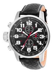 Schwarze Invicta Herrenuhr mit Lederarmband