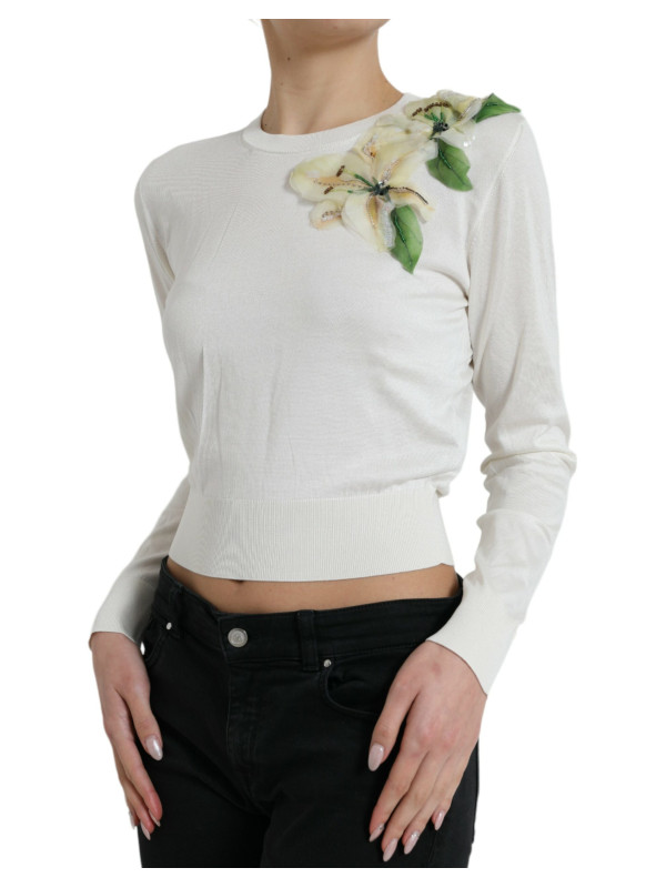 Sweaters Silk Floral Applique Pullover Sweater 2.490,00 € 8059226551591 | Planet-Deluxe