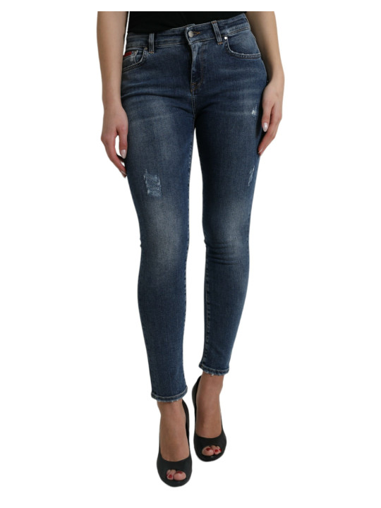 Jeans & Pants Elegant Mid Waist Stretch Jeans in Blue 1.240,00 € 8050249421045 | Planet-Deluxe