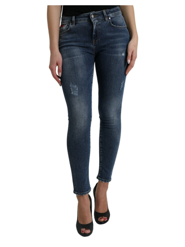 Jeans & Pants Elegant Mid Waist Stretch Jeans in Blue 1.240,00 € 8050249421045 | Planet-Deluxe