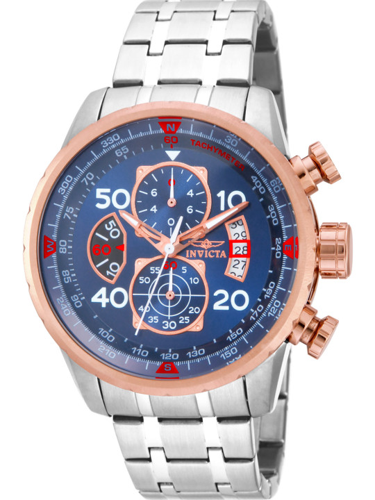 Blaue Invicta Grau Herrenuhr Chronograph