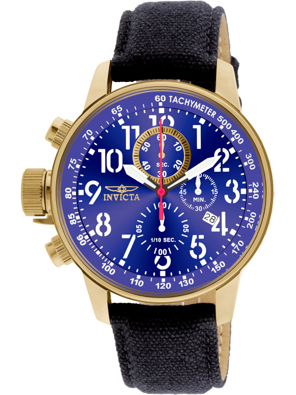 Goldene Invicta Uhr mit blauem Zifferblatt Goldene Invicta Uhr mit blauem Zifferblatt