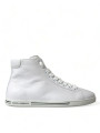 Sneakers Elegant White Leather High Top Sneakers 1.580,00 € 8057155304547 | Planet-Deluxe