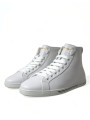 Sneakers Elegant White Leather High Top Sneakers 1.580,00 € 8057155304547 | Planet-Deluxe