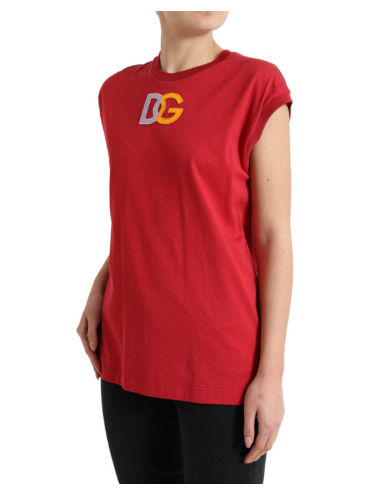 Tops & T-Shirts Elegant Red Cotton Crew Neck Tank Top 1.330,00 € 8057142138292 | Planet-Deluxe