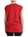 Tops & T-Shirts Elegant Red Cotton Crew Neck Tank Top 1.330,00 € 8057142138292 | Planet-Deluxe