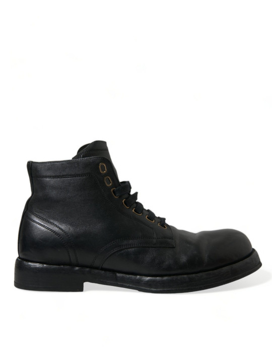 Boots Elegant Black Horse Leather Ankle Boots 2.580,00 € 8057155090686 | Planet-Deluxe