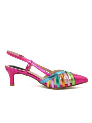 Rosa Satin-Sandalette mit Absatz