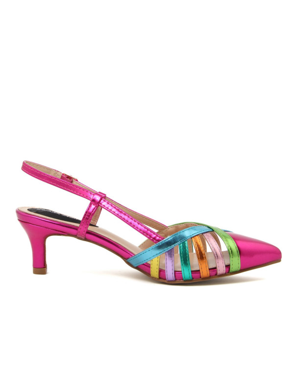 Rosa Satin-Sandalette mit Absatz