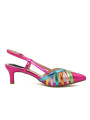 Rosa Satin-Sandalette mit Absatz