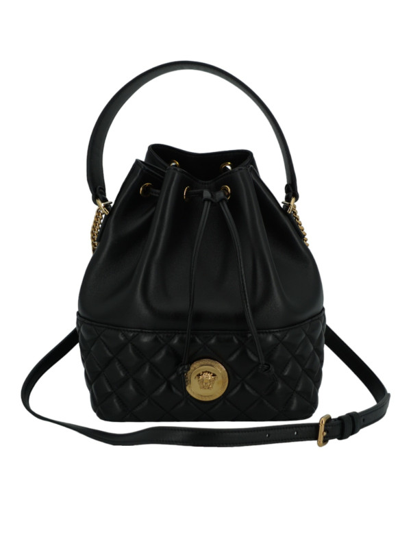 Shoulder Bags Elegant Black Leather Medusa Bucket Shoulder Bag 1.580,00 € 8056204626517 | Planet-Deluxe