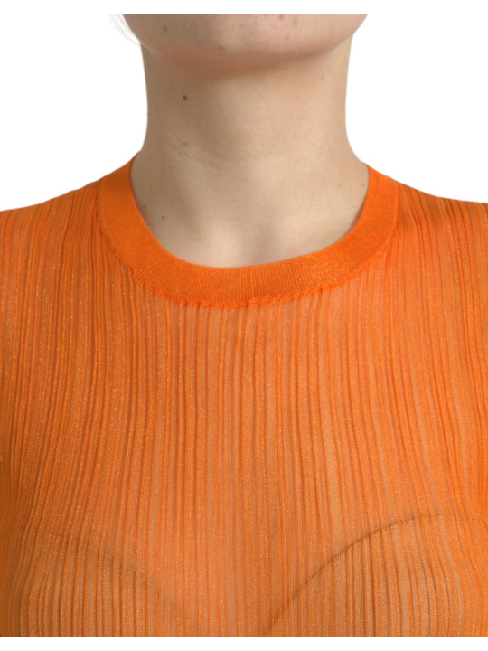 Tops & T-Shirts Chic Orange Crew Neck Tank Top 1.380,00 € 8052145145957 | Planet-Deluxe