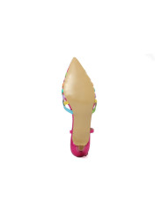 Fuchsia Sandalette mit buntem Riemchen