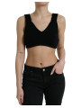 Tops & T-Shirts Elegant Black Cashmere Bustier Crop Top 1.200,00 € 8057155741397 | Planet-Deluxe