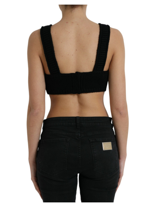 Tops & T-Shirts Elegant Black Cashmere Bustier Crop Top 1.200,00 € 8057155741397 | Planet-Deluxe