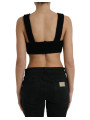 Tops & T-Shirts Elegant Black Cashmere Bustier Crop Top 1.200,00 € 8057155741397 | Planet-Deluxe