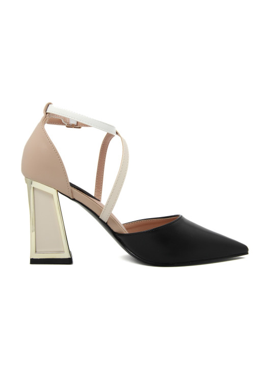 Schwarze Damen Sandalette mit Absatz