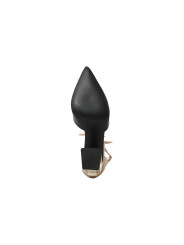 Schwarze goldene Riemchen High Heels