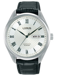 Schwarze Lederuhr mit römischen Ziffern