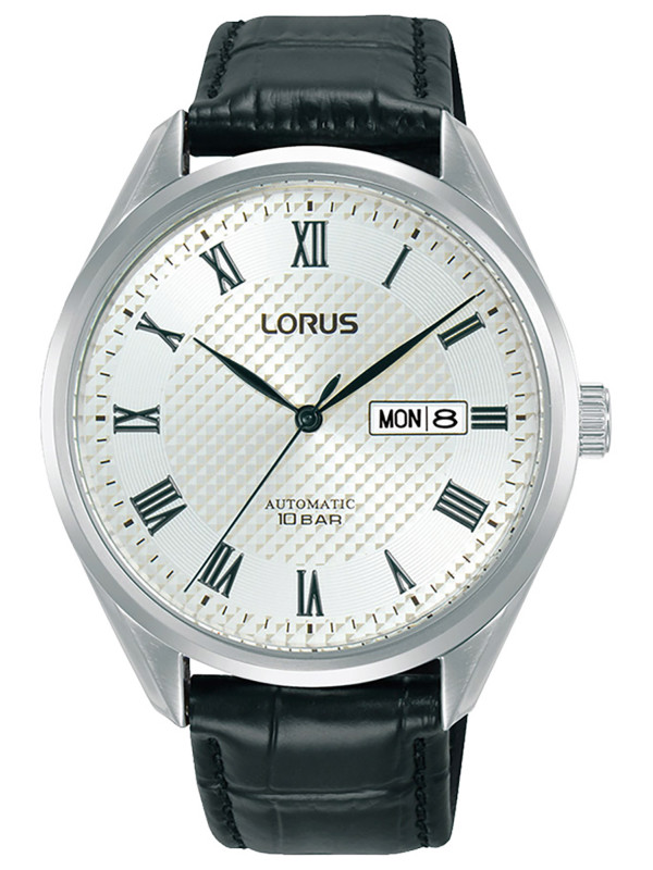 Schwarze Lederuhr mit römischen Ziffern Schwarze Lederuhr mit römischen Ziffern