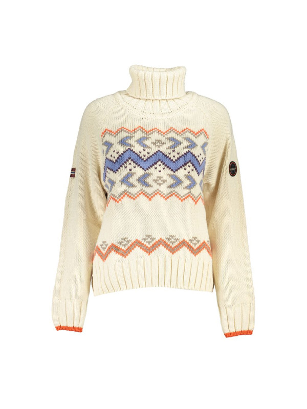 Sweaters Chic Beige High Neck Sweater with Elegant Detailing 410,00 € 196249845608 | Planet-Deluxe