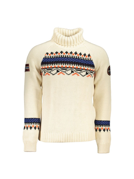 Sweaters Beige High Neck Sweater with Contrast Details 410,00 € 196249845929 | Planet-Deluxe