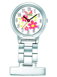 Silberne Lorus Uhr mit Blumen