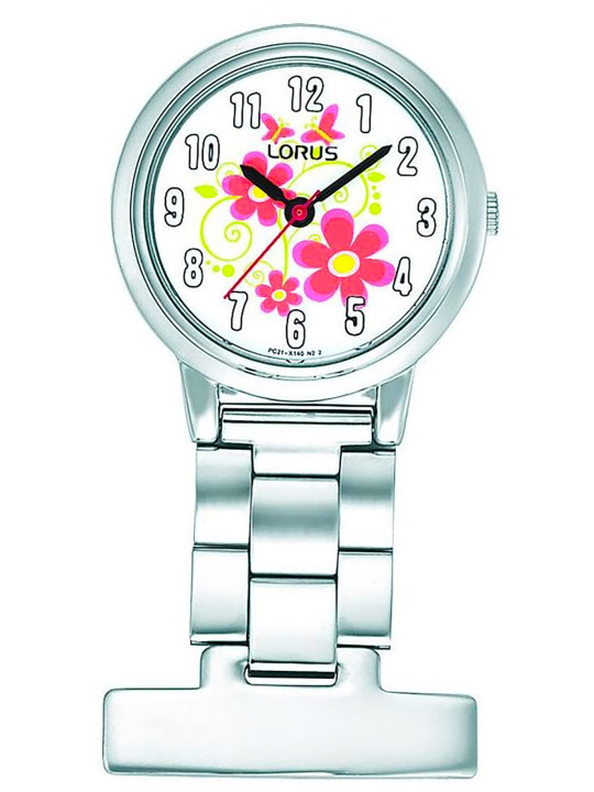 Silberne Lorus Uhr mit Blumen
