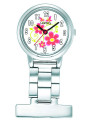Silberne Lorus Uhr mit Blumen
