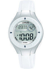 Weiße Lorus Digitaluhr mit Lederarmband