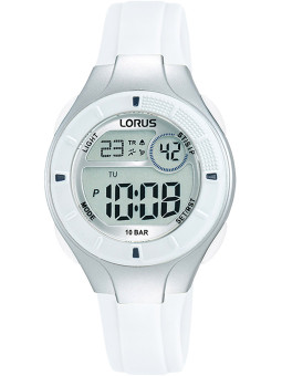 Weiße Lorus Digitaluhr mit Lederarmband