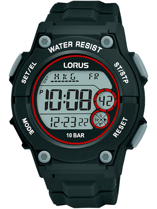 Schwarze digitale Lorus Outdoor-Uhr