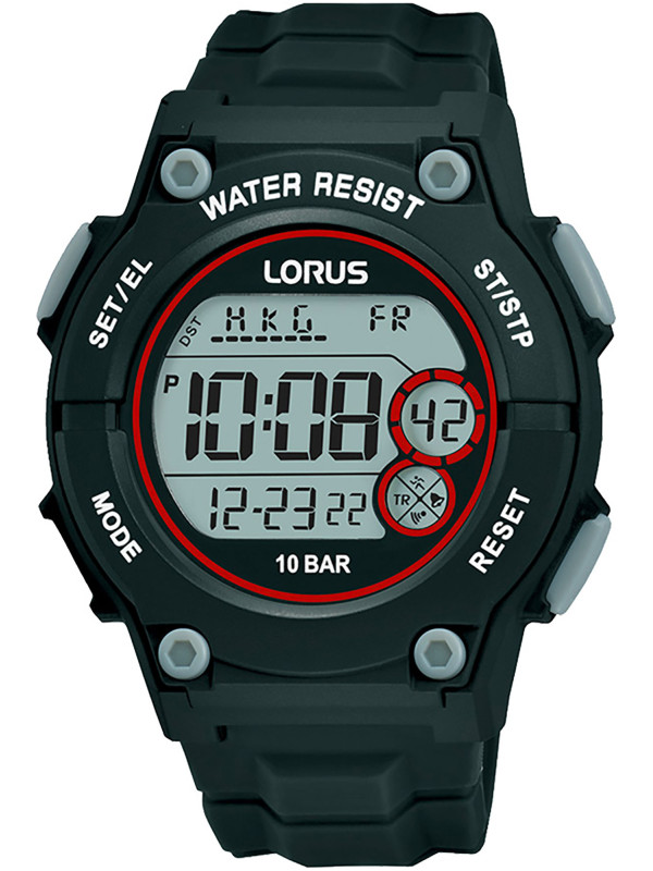 Schwarze digitale Lorus Outdoor-Uhr