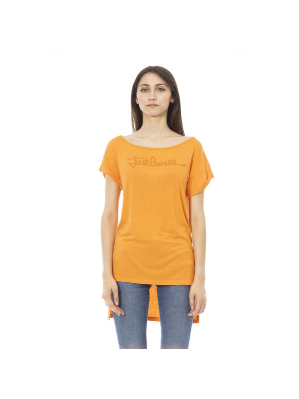 Tops & T-Shirts Chic Orange Rhinestone Logo Tee 140,00 € 8300816304524 | Planet-Deluxe