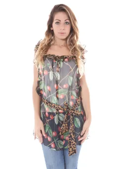 "John Galliano Bluse: Beerendruck & Leopardenakzent"