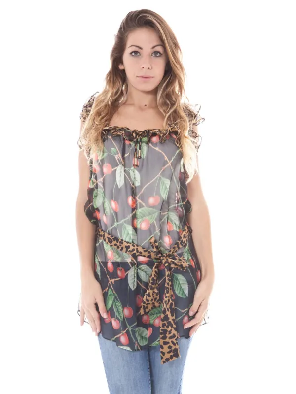 "JOHN GALLIANO Hemden im Sale | John Galliano Bluse mit Beeren- und Leopardendetail online kaufen"|Planet-Deluxe