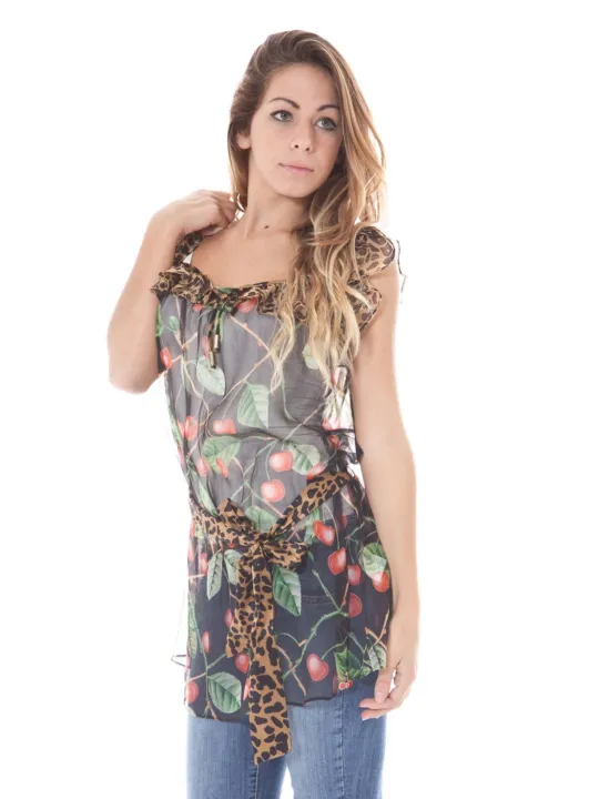 "JOHN GALLIANO Hemden im Sale | John Galliano Bluse mit Beeren- und Leopardendetail online kaufen"|Planet-Deluxe