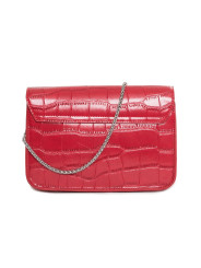 Rote Kroko-Handtasche mit Kettenriemen