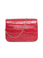 Rote Kroko-Handtasche mit Kettenriemen