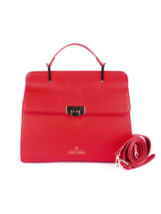 Rote Lederhandtasche mit Tragegriff