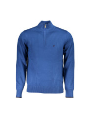 Sweaters Elegant Half-Zip Blue Sweater with Embroidery Detail 160,00 € 8100031924374 | Planet-Deluxe