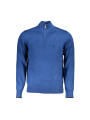 Sweaters Elegant Half-Zip Blue Sweater with Embroidery Detail 160,00 € 8100031924374 | Planet-Deluxe