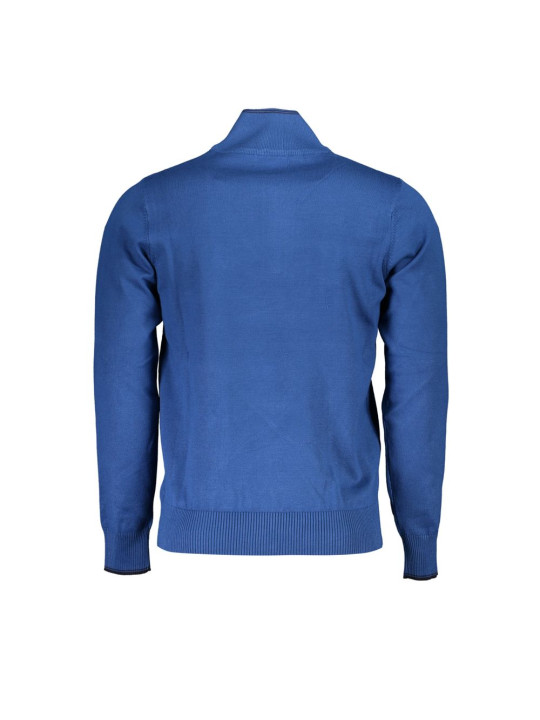 Sweaters Elegant Half-Zip Blue Sweater with Embroidery Detail 160,00 € 8100031924374 | Planet-Deluxe