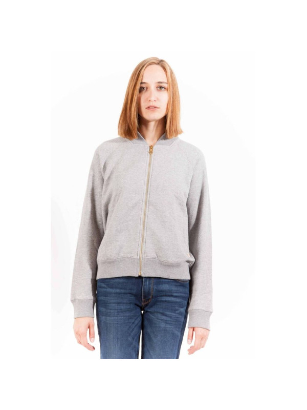 Sweaters Chic Gray Zippered Cotton Sweatshirt with Logo 380,00 € 7321369936001 | Planet-Deluxe