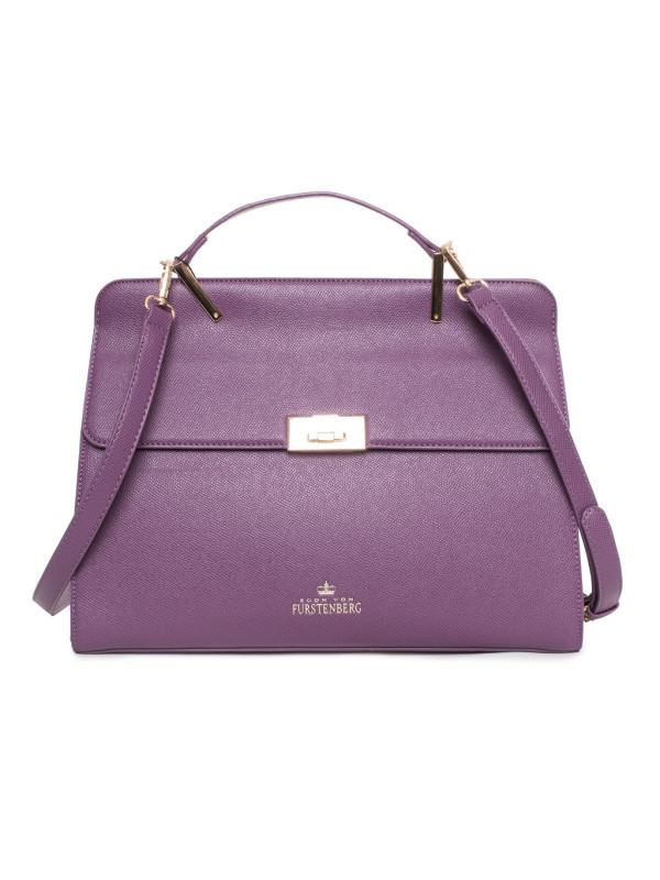 Violette Ledertasche mit goldfarbenen Details Violette Ledertasche mit goldfarbenen Details